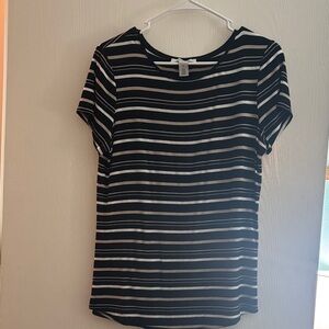 White House Black Market Black and White Striped Tee